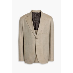 Herringbone wool, silk and linen-blend blazer