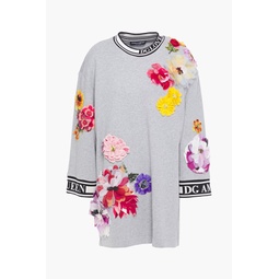 Floral-appliqued French cotton-terry sweatshirt