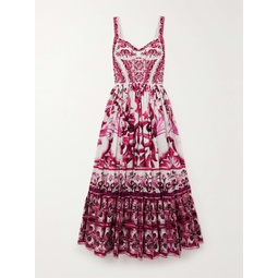 DOLCE&GABBANA Pleated printed cotton-poplin maxi dress