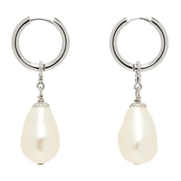 Silver & White Creole Teardrop Earrings 241003M144009