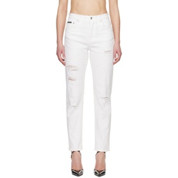White Distressed Jeans 241003F069000