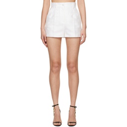 White Jacquard Shorts 241003F090007