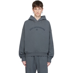 Gray Cropped Hoodie 241003M202006