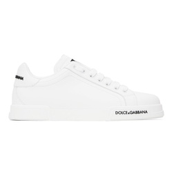 White Leather Sneakers 241003M237018