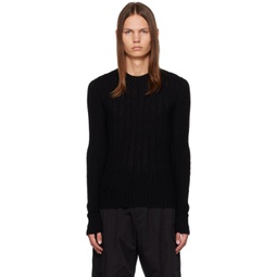 Black Ribbed Sweater 232003M201001