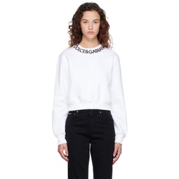 White Cropped Sweatshirt 231003F098001