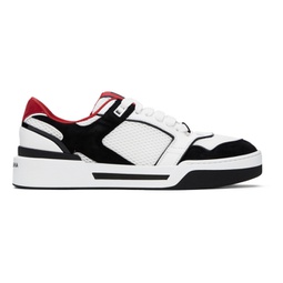 White & Black Mixed-Material New Roma Sneakers 241003M237038