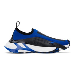 Black & Blue Stretch Mesh Fast Sneakers 241003M237022
