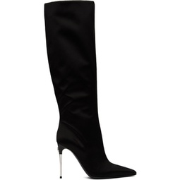 Black Satin Tall Boots 241003F115001
