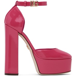 Pink Polished Platform Heels 231003F122004