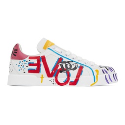 White & Multicolor Portofino Low Sneakers 232003F128009