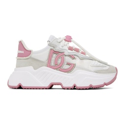White & Pink Daymaster Sneakers 232003F128006