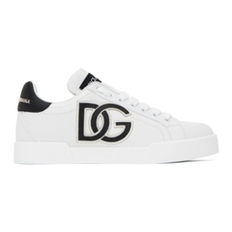 White & Black Portofino Low Sneakers 232003F128011