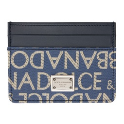 Navy Coated Jacquard Card Holder 241003M163002