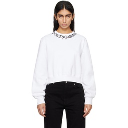 White Cropped Sweatshirt 241003F098001