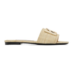 Beige Raffia Sandals 241003F124002