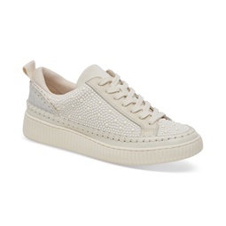 Womens Nicona Linen Embellished Lace-Up Platform Sneakers