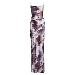 Printed Ruched Side Maxi Dress