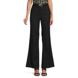 Pinstripe Belted Pants