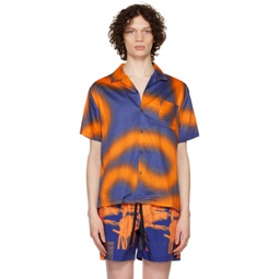 Orange & Blue Printed Shirt 231062M192016