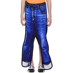 Blue Two-Dimensional Denim Pant Skirt 241038M186001