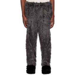 Gray Beastly Legs Faux-Fur Trousers 232038M191006