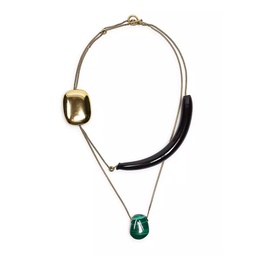 Goldtone, Malachite & Glass Multi-Pendant Necklace