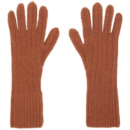 Orange Ribbed Gloves 222358M135003