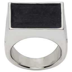 Silver & Black M Ring 231358M147005