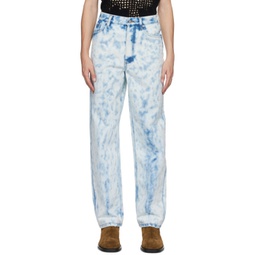 Off-White & Blue Tie-Dye Jeans 232358M186016