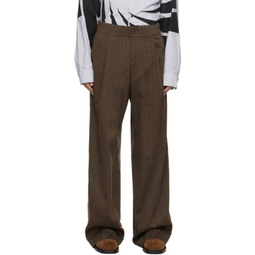 Brown Striped Trousers 232358M191001