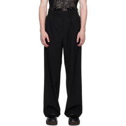 Black Pleated Trousers 232358M191041