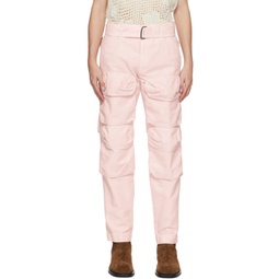Pink Garment-Dyed Cargo Pants 232358M188005