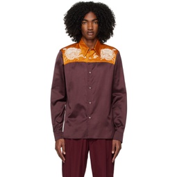 Purple & Orange Embroidered Shirt 231358M192025
