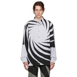 Black & White Striped Shirt 232358M192042