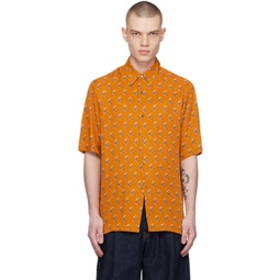 Orange Printed Shirt 231358M192053