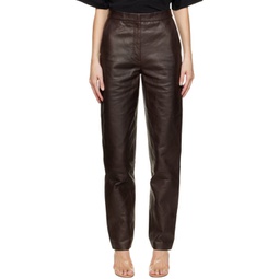Brown Leather Pants 222358F084002