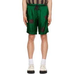 Green Printed Shorts 231358M193051