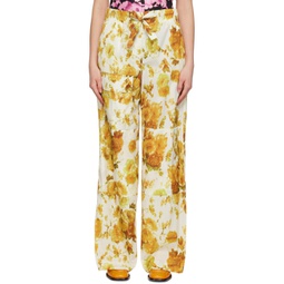 Yellow Floral Trousers 231358F087012