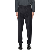 Navy Striped Trousers 232443M191003