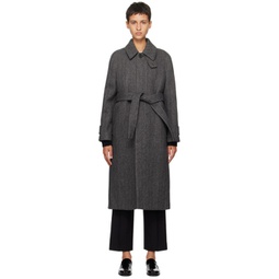 Gray Belted Coat 232965F059001