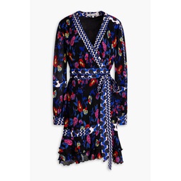 Sol floral-print plisse-crepe wrap dress