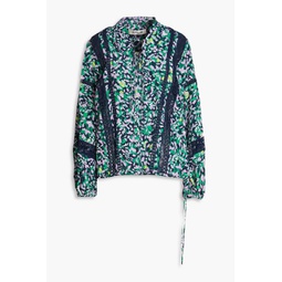 Ginny lace-trimmed printed crepe blouse