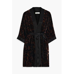Julane satin-trimmed leopard-print velvet robe