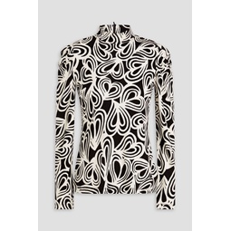 Doha ruched printed Lyocell and wool-blend jersey turtleneck top