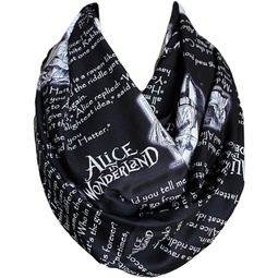 Etwoas Lewis Carroll Alice in Wonderland Book Scarf Quotes Black Infinity Scarf