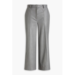 Cropped faux leather wide-leg pants