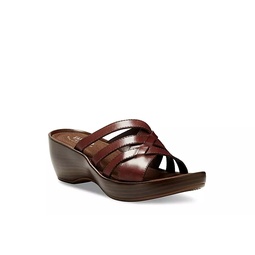 Eastland Womens Poppy Wedge Sandal Comfort Slides Wedges - Dark Brown
