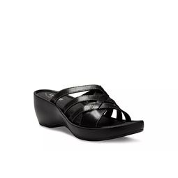 Eastland Womens Poppy Wedge Sandal Comfort Slides Wedges - Black