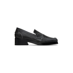 Black Stitched Loafers 232830M231004